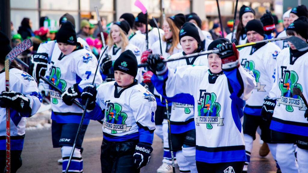 Flying Ducks at St. Patrick's Day Parade in Montreal
